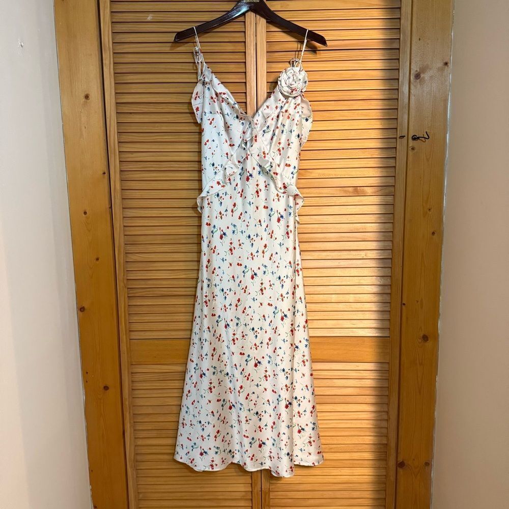 Bardot White Floral Maxi Dress size large